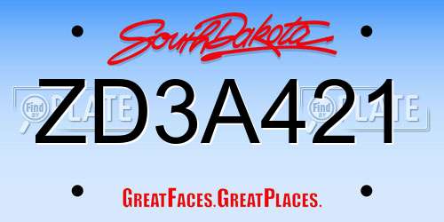 ZD3A421 South Dakota License Plate
