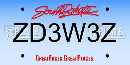 ZD3W3Z South Dakota License Plate
