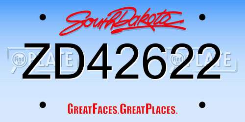 ZD42622 South Dakota License Plate