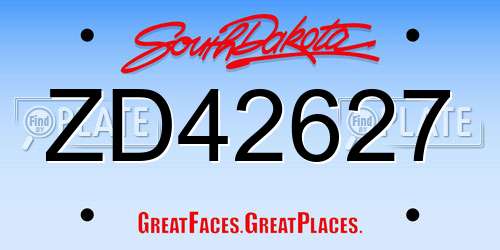 ZD42627 South Dakota License Plate