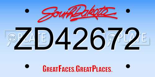 ZD42672 South Dakota License Plate