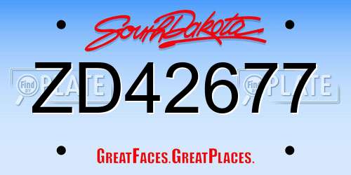 ZD42677 South Dakota License Plate