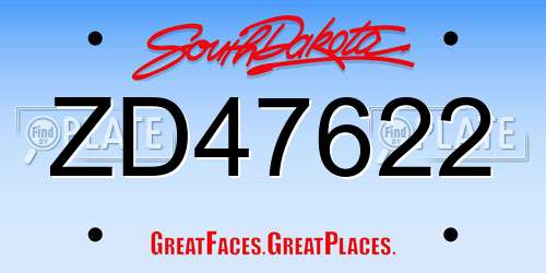 ZD47622 South Dakota License Plate