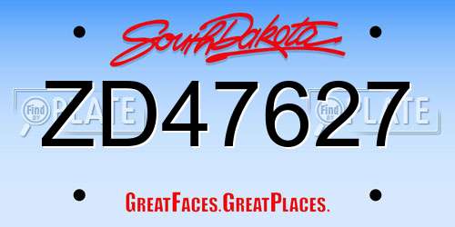 ZD47627 South Dakota License Plate