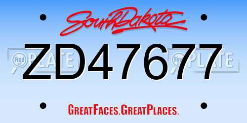 ZD47677 South Dakota License Plate