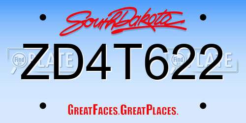 ZD4T622 South Dakota License Plate