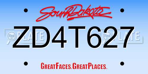 ZD4T627 South Dakota License Plate