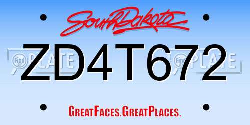 ZD4T672 South Dakota License Plate