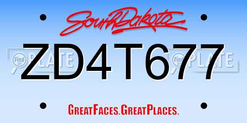 ZD4T677 South Dakota License Plate