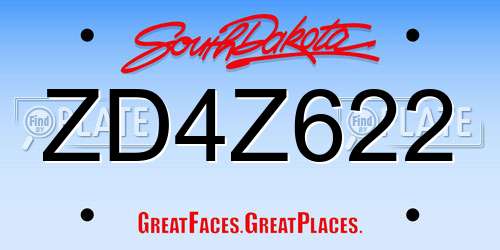 ZD4Z622 South Dakota License Plate