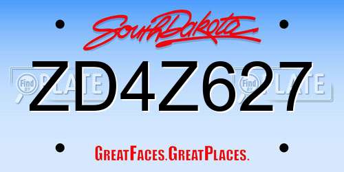 ZD4Z627 South Dakota License Plate