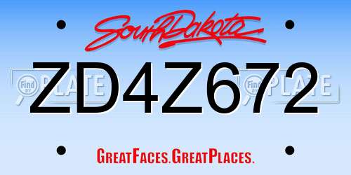 ZD4Z672 South Dakota License Plate