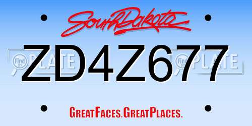 ZD4Z677 South Dakota License Plate
