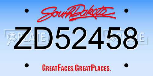 ZD52458 South Dakota License Plate