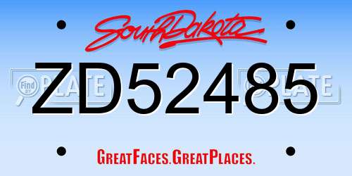ZD52485 South Dakota License Plate