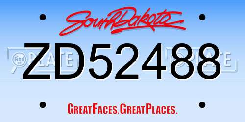 ZD52488 South Dakota License Plate