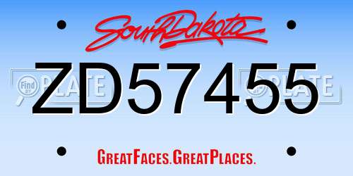 ZD57455 South Dakota License Plate