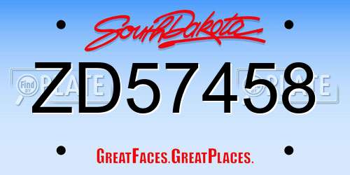 ZD57458 South Dakota License Plate