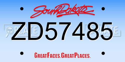 ZD57485 South Dakota License Plate