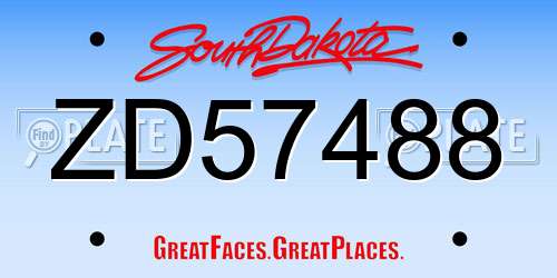 ZD57488 South Dakota License Plate