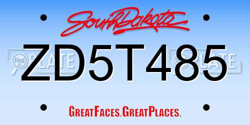 ZD5T485 South Dakota License Plate