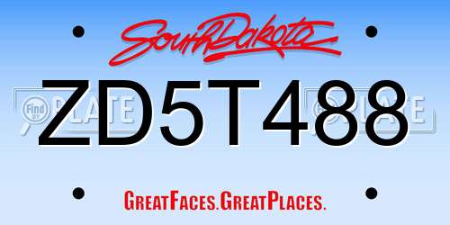 ZD5T488 South Dakota License Plate