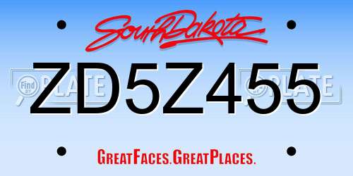 ZD5Z455 South Dakota License Plate