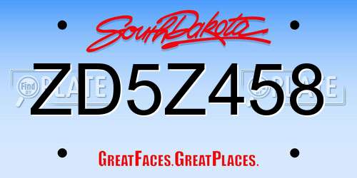 ZD5Z458 South Dakota License Plate