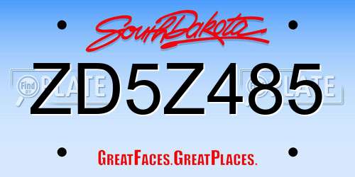 ZD5Z485 South Dakota License Plate