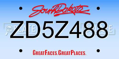 ZD5Z488 South Dakota License Plate
