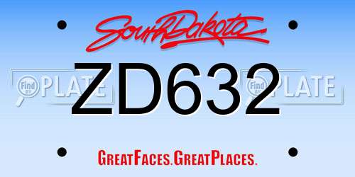 ZD632 South Dakota License Plate