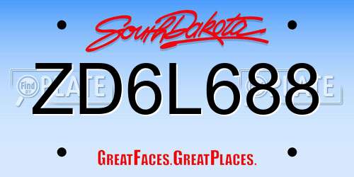 ZD6L688 South Dakota License Plate