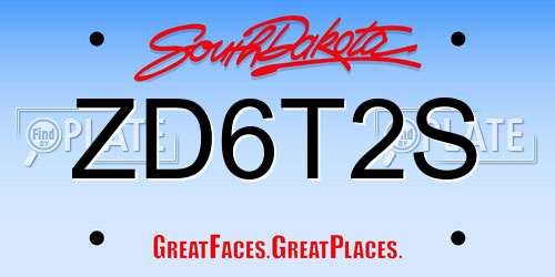 ZD6T2S South Dakota License Plate