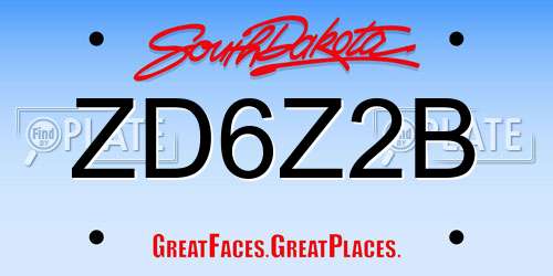 ZD6Z2B South Dakota License Plate