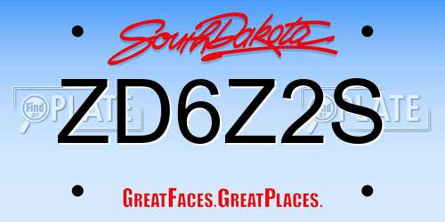 ZD6Z2S South Dakota License Plate