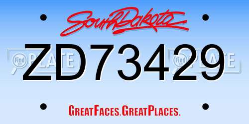 ZD73429 South Dakota License Plate