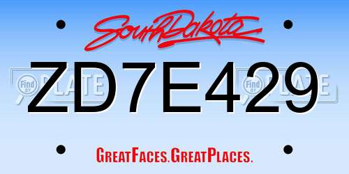 ZD7E429 South Dakota License Plate