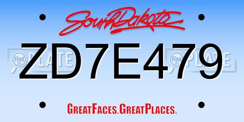 ZD7E479 South Dakota License Plate