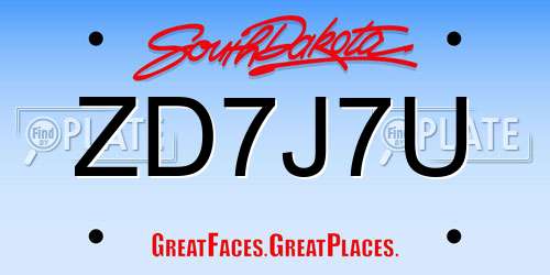 ZD7J7U South Dakota License Plate