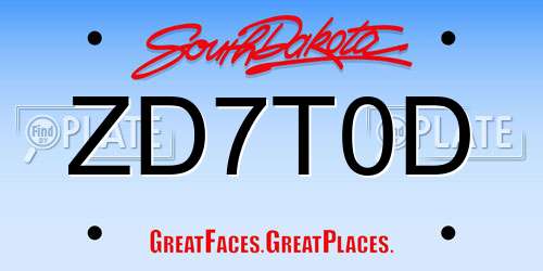 ZD7T0D South Dakota License Plate