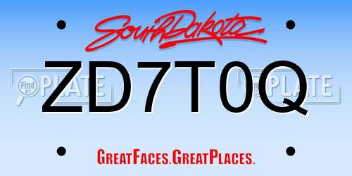 ZD7T0Q South Dakota License Plate