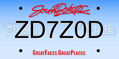ZD7Z0D South Dakota License Plate