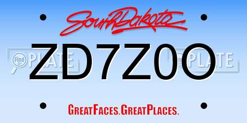 ZD7Z0O South Dakota License Plate