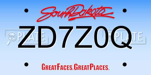 ZD7Z0Q South Dakota License Plate
