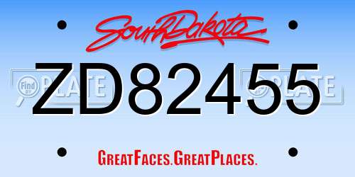 ZD82455 South Dakota License Plate