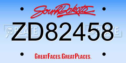 ZD82458 South Dakota License Plate