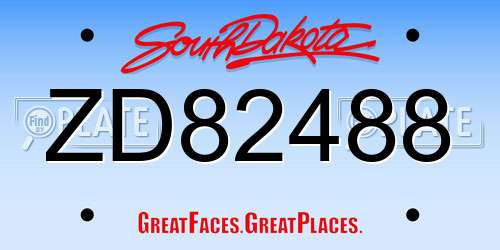 ZD82488 South Dakota License Plate