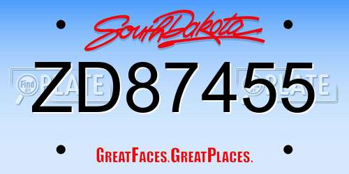 ZD87455 South Dakota License Plate