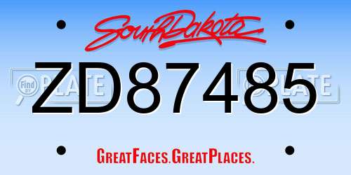 ZD87485 South Dakota License Plate