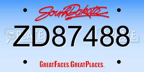 ZD87488 South Dakota License Plate